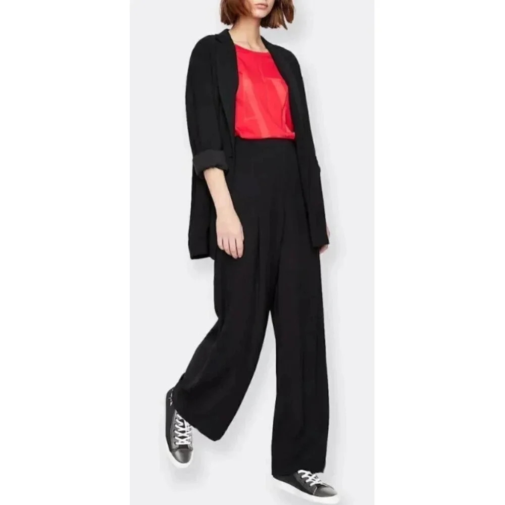 Armani Exchange Womens Size 2 High Waisted Wide Leg Palazzo Trouser Pant